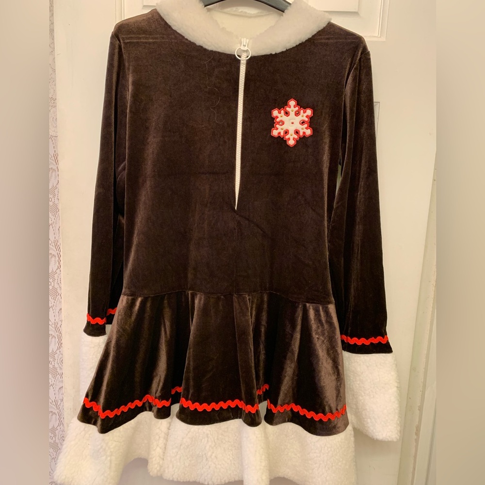 Brown Velvet Snow Queen ballet costume with Red Accents